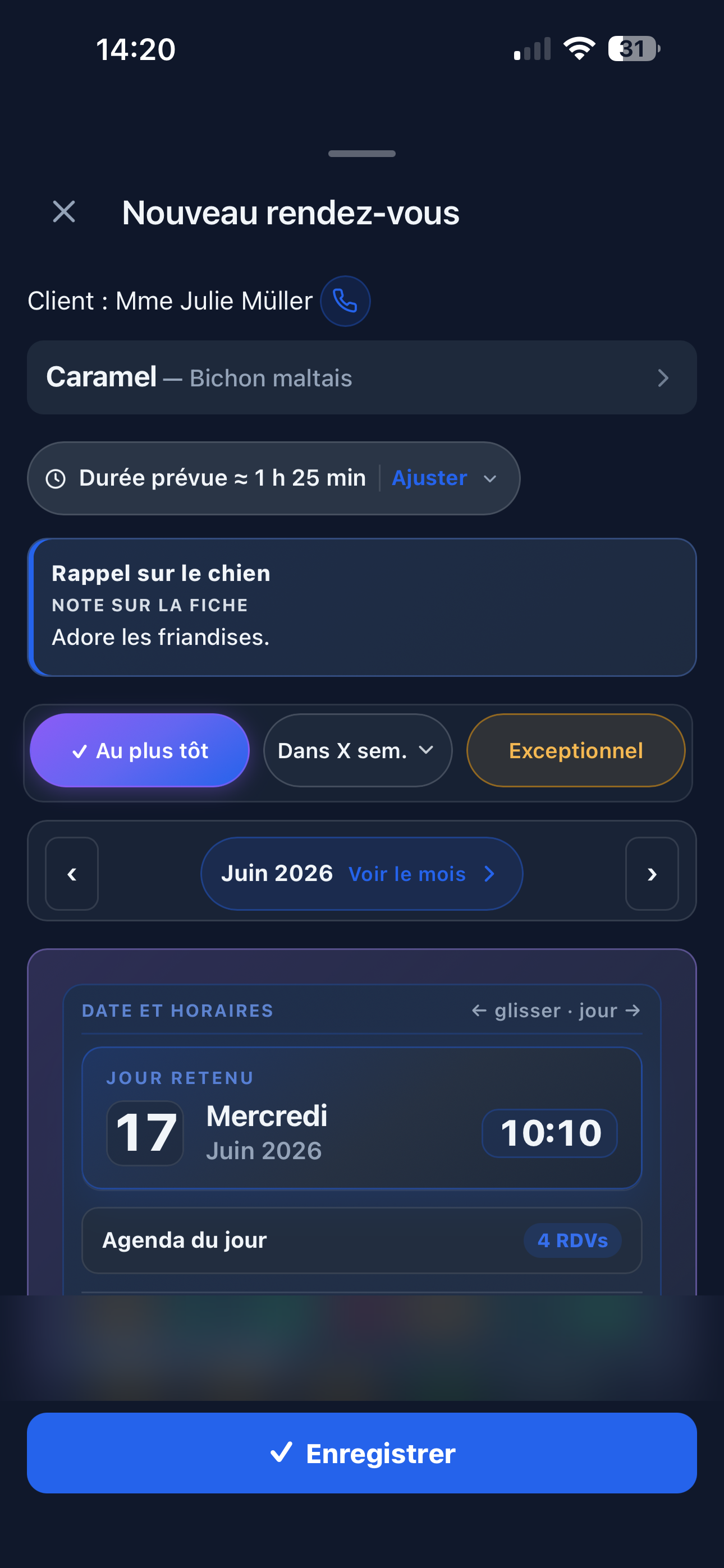 Proposition de créneau « au plus tôt » dans Titoutou